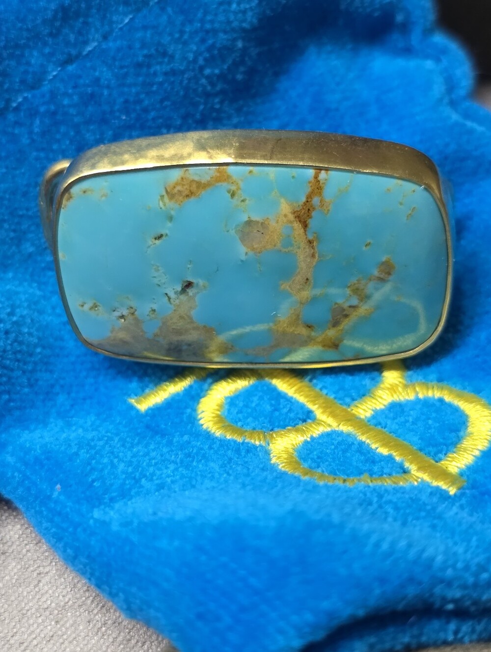 Becky Thatcher Sterling Silver Turquoise Wrapped In 18kt Gold Bracelet - Picture 5 of 8